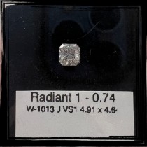 0.74 Carat J-VS1 Radiant Cut Natural Diamond