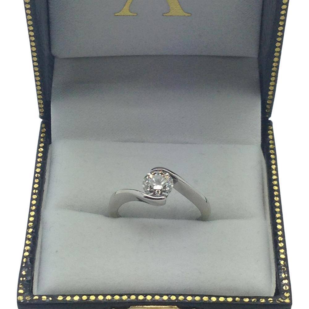 Tension Set Swirl Solitaire Engagement Ring Setting Palladium