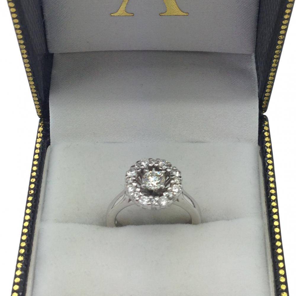 Floral Halo Diamond Marquise Engagement Ring 14k White Gold (0.24ct)