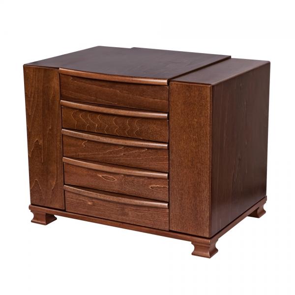 Wooden Jewelry Box, Antique Walnut Finish, Footed Base, Jewel Chest