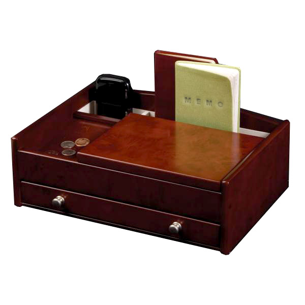 Wooden Dresser Top Valet Tray, Catch AllBurlwood Walnut Finish MB58
