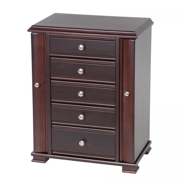 Wooden Jewelry Box, Deep Drawers, Necklace, Ring Storage, Tall Case