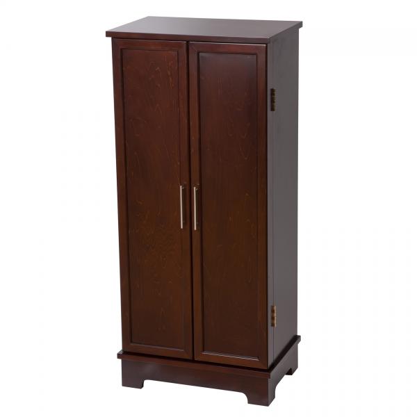 Multi-Functional Large Wooden Jewelry Armoire in Dark Walnut Finish