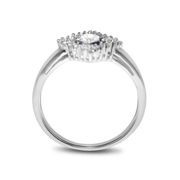 Diamond & Blue Sapphire Square Engagement Ring 14k White Gold (0.75ct)