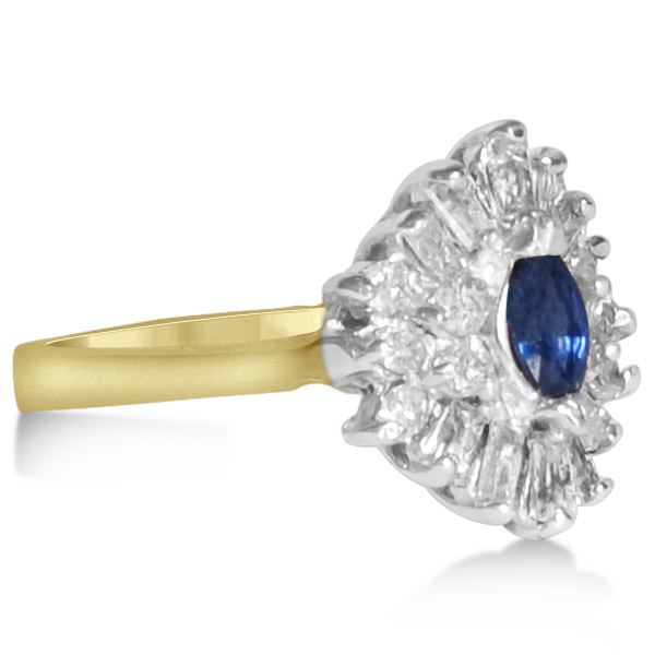 Diamond Accented Sapphire Engagement Ring in 14k Yellow Gold (1.00ct)