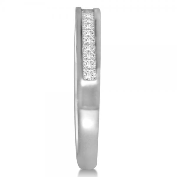 Men's Diamond Accented Wedding Band in 14k White Gold (0.35ct)