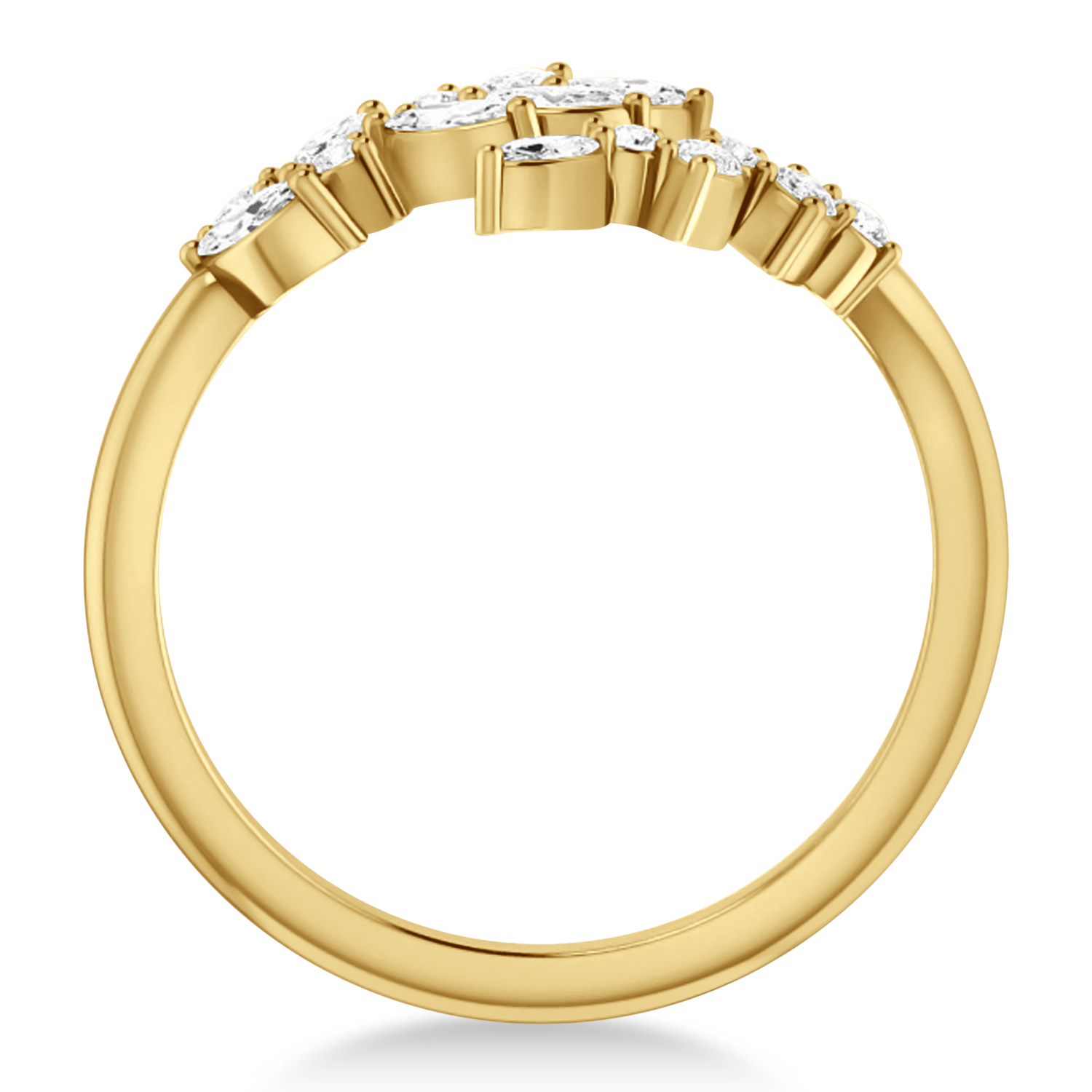 Diamond Bypass Ring/Wedding Band 14k Yellow Gold (0.85ct)