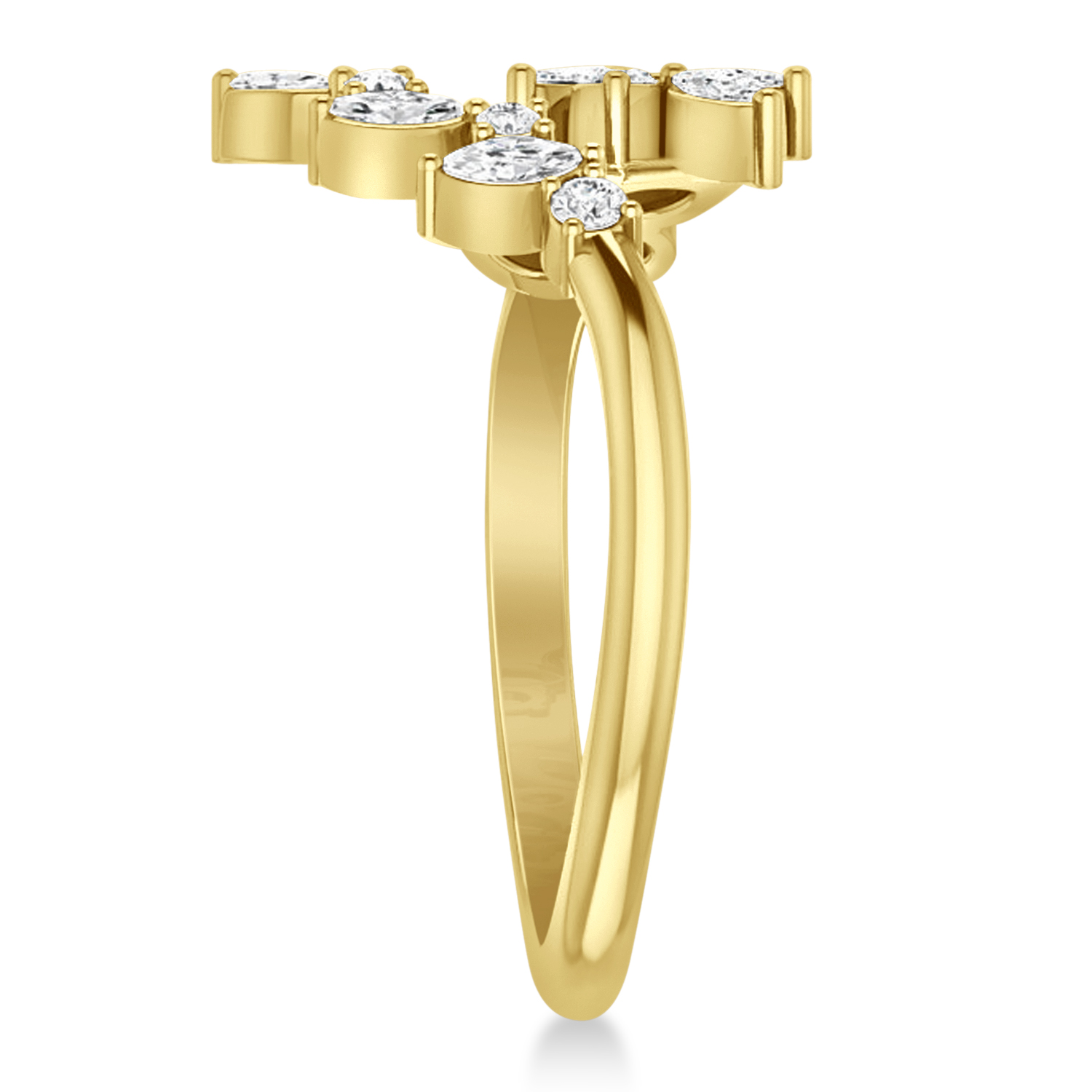 Diamond Bypass Ring/Wedding Band 14k Yellow Gold (0.85ct)