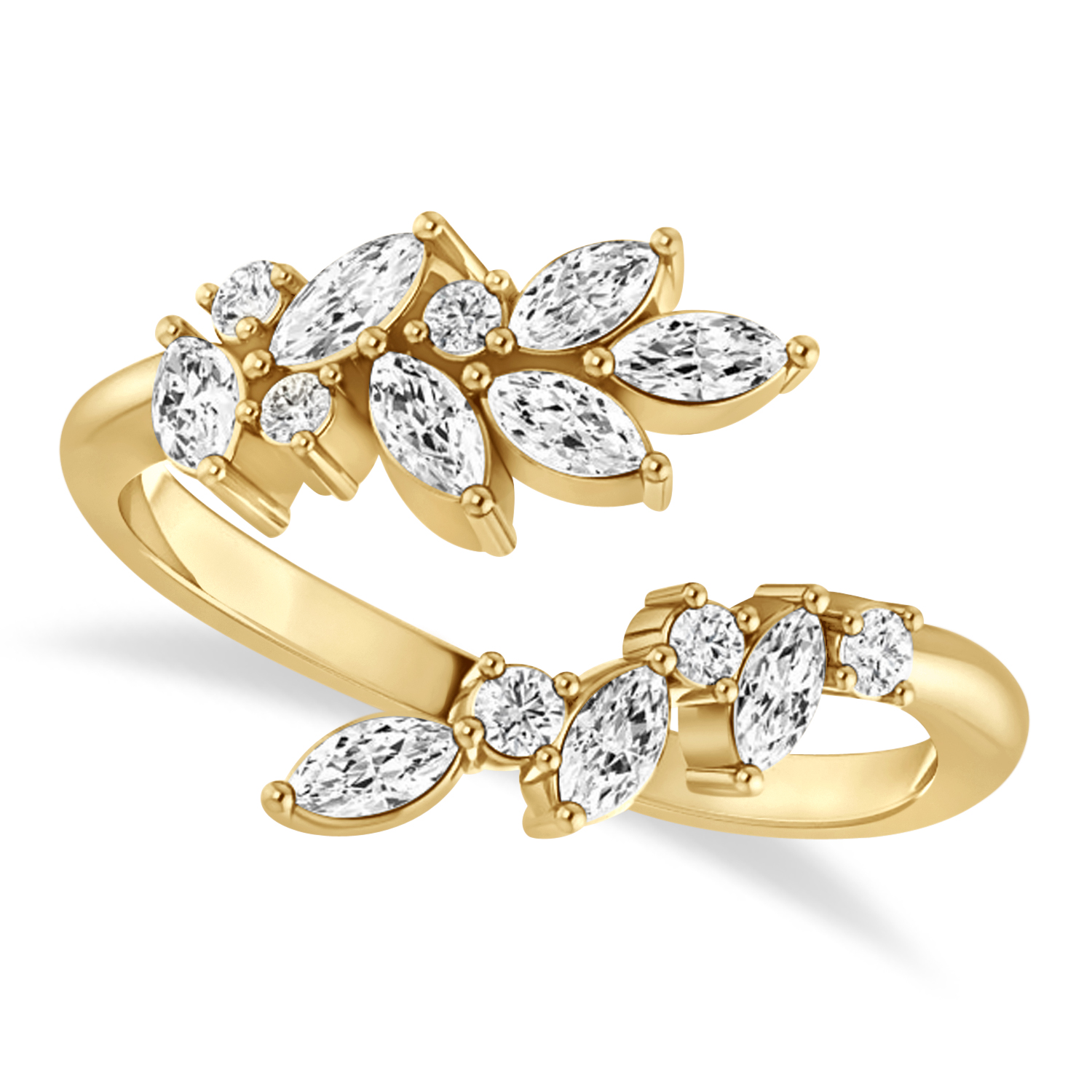 Diamond Bypass Ring/Wedding Band 14k Yellow Gold (0.85ct)