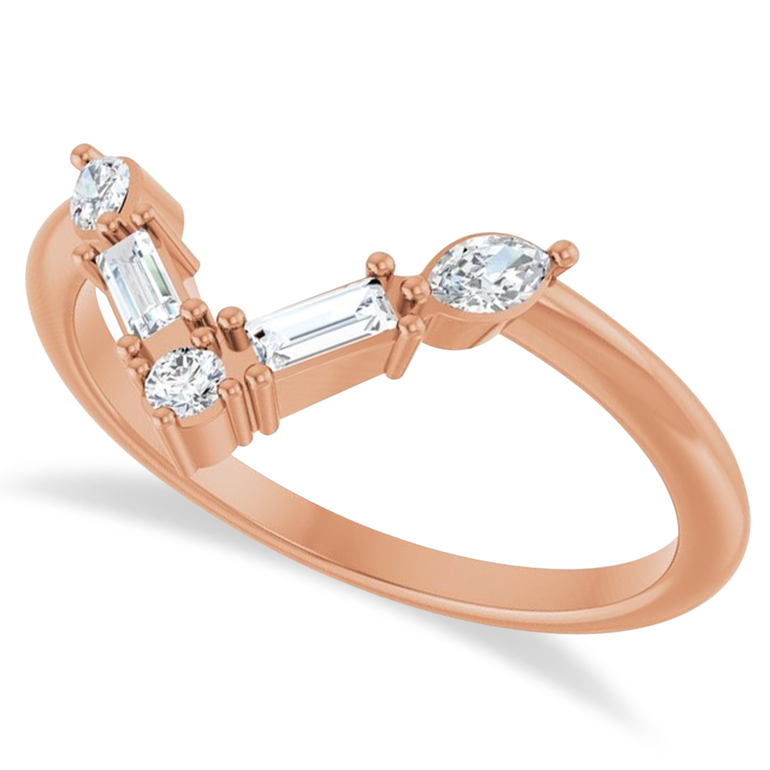 Lab-Grown Diamond V Bar Multi-Stone Ring 14K Rose Gold (0.25ct)