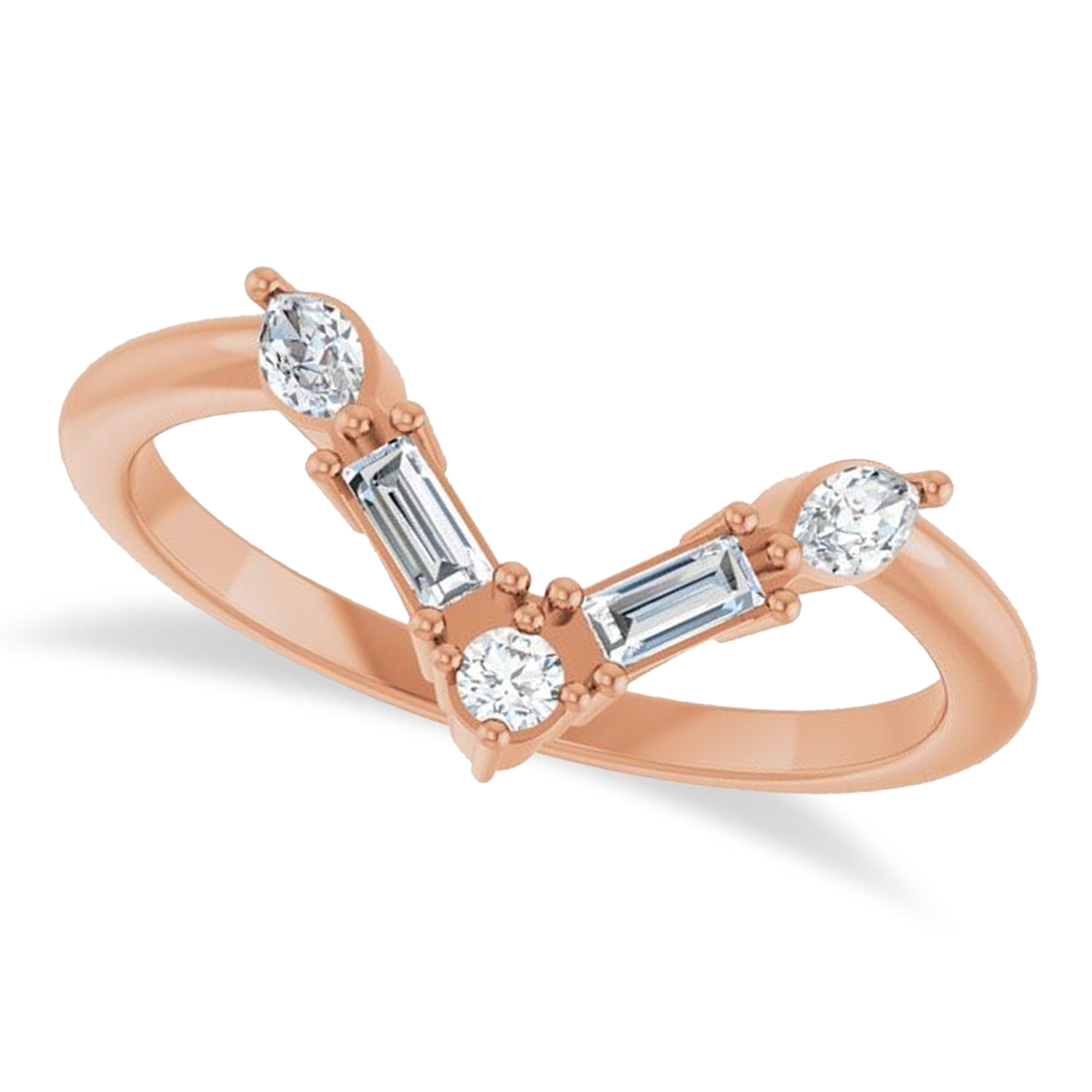 Natural Diamond V Bar Multi-Stone Ring 14K Rose Gold (0.25ct)