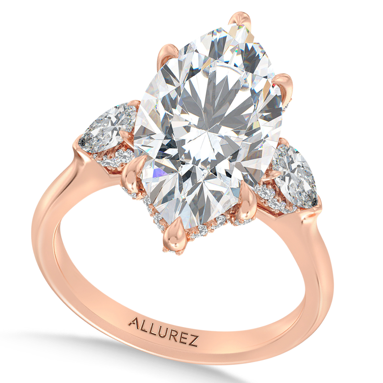 Marquise Lab Diamond Engagement Ring 14K Rose Gold (6.00ct)