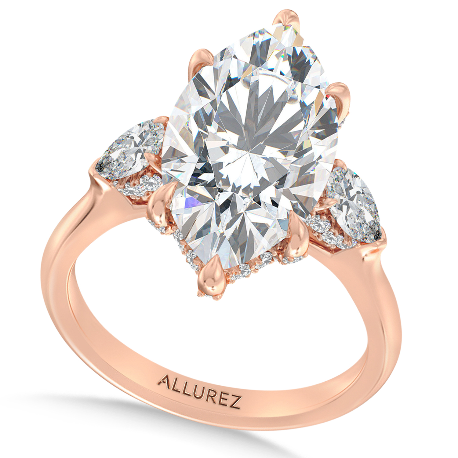Marquise Lab Diamond Engagement Ring 14K Rose Gold (7.00ct)