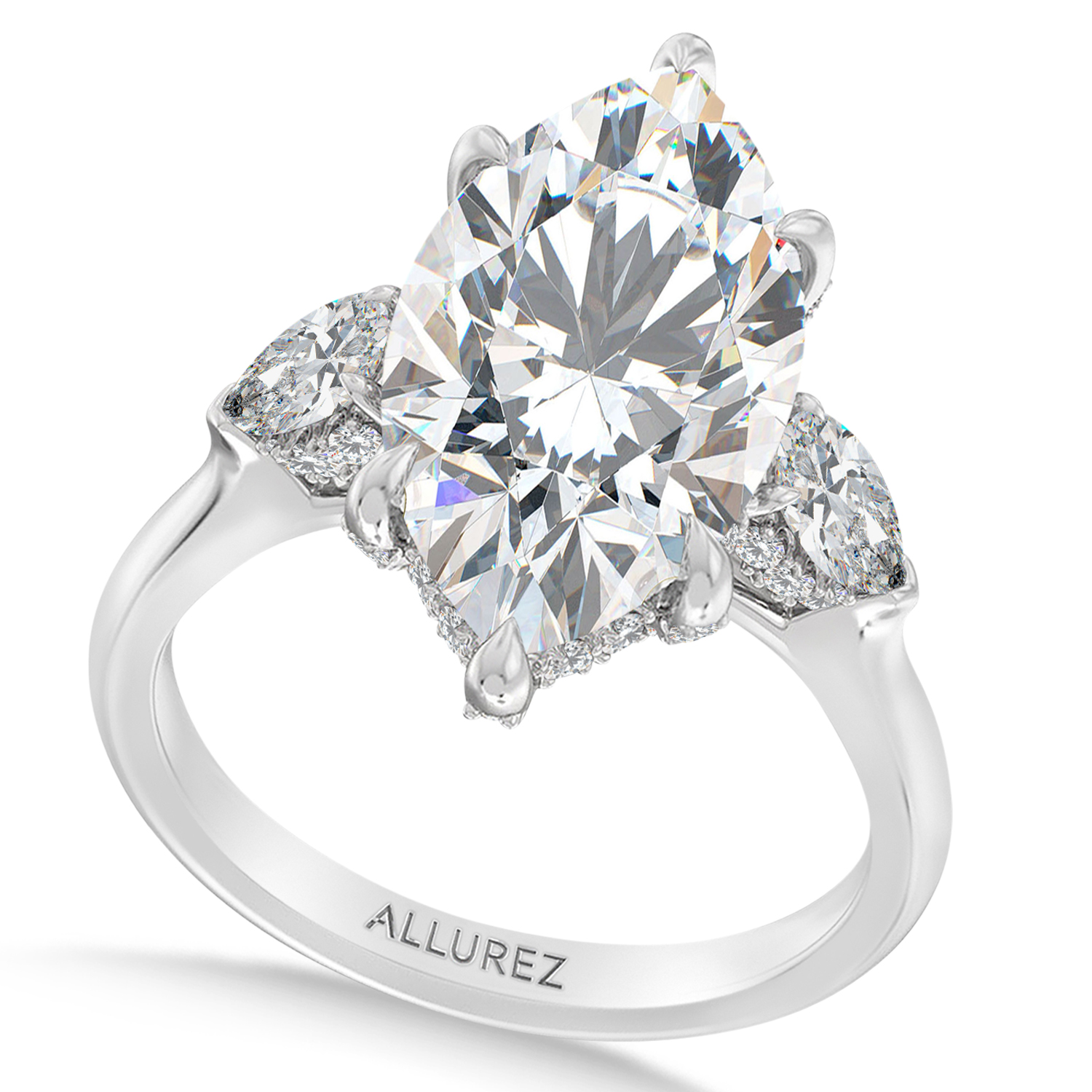 Marquise Lab Diamond Engagement Ring 14K White Gold (6.00ct)