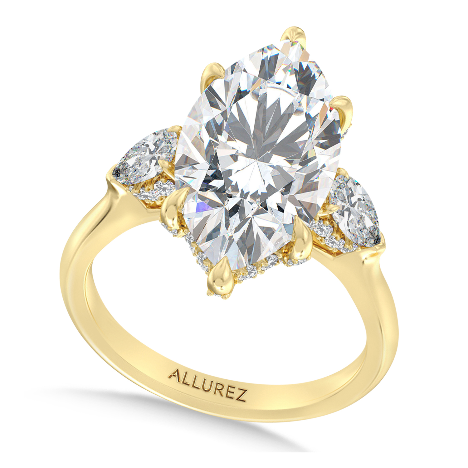 Marquise Lab Diamond Engagement Ring 14K Yellow Gold (5.00ct)
