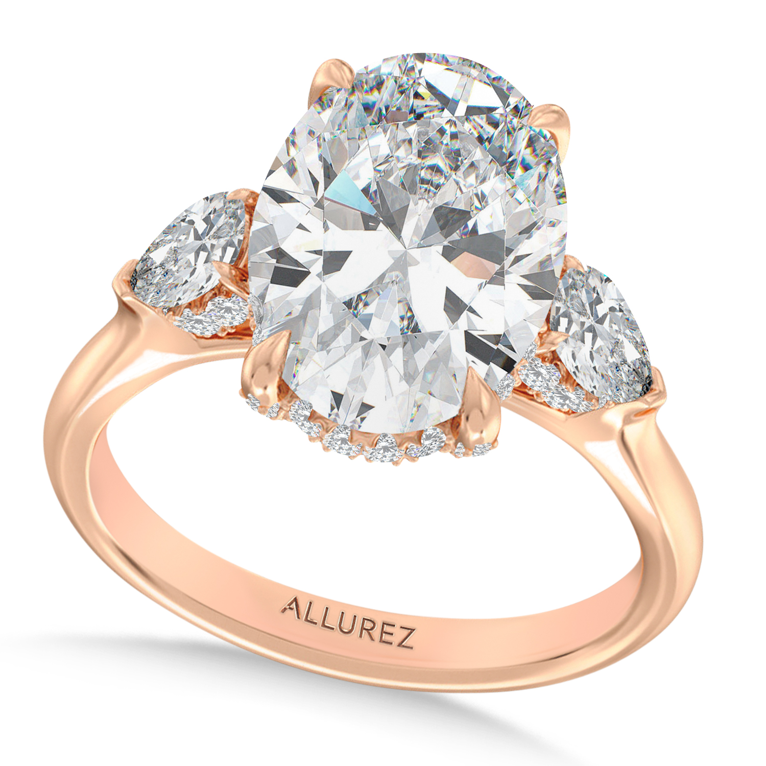 Oval Lab Diamond Engagement Ring 14K Rose Gold (5.00ct)
