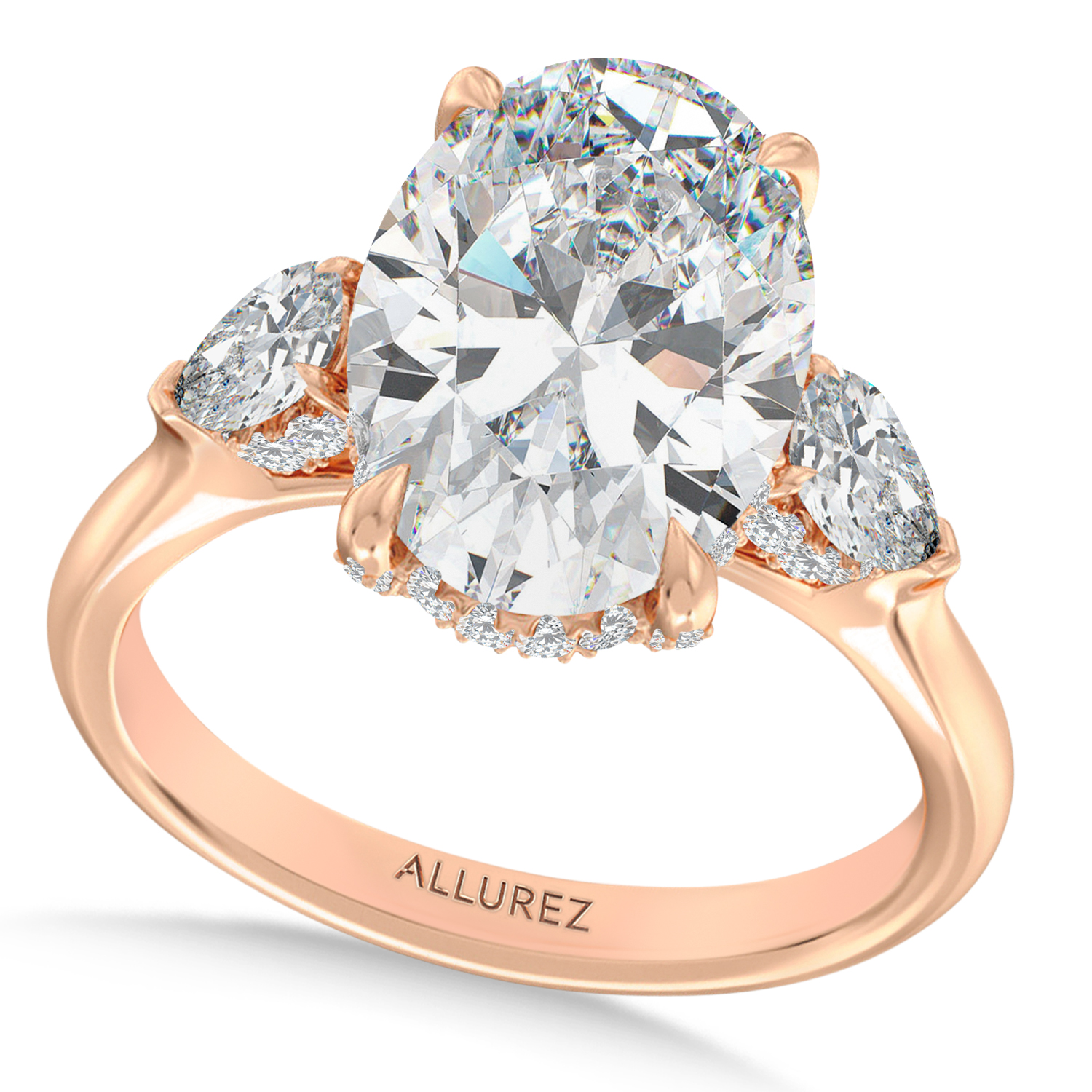 Oval Lab Diamond Engagement Ring 14K Rose Gold (6.00ct)