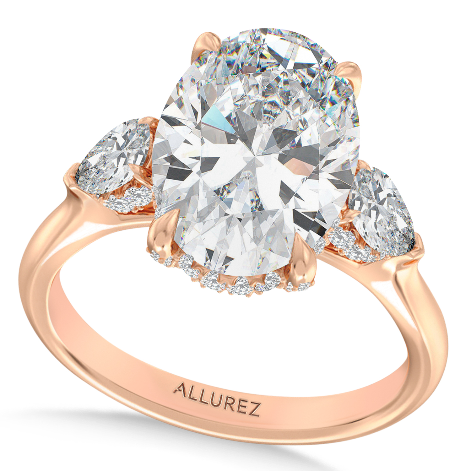 Oval Lab Diamond Engagement Ring 14K Rose Gold (7.00ct)