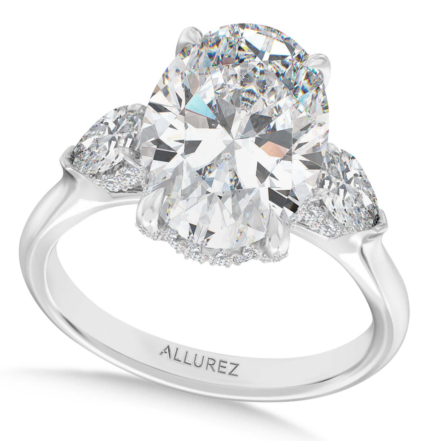 Oval Lab Diamond Engagement Ring 14K White Gold (6.00ct)