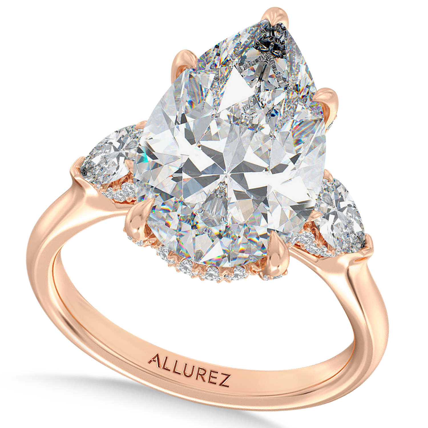 Pear Lab Diamond Engagement Ring 14K Rose Gold (7.00ct)