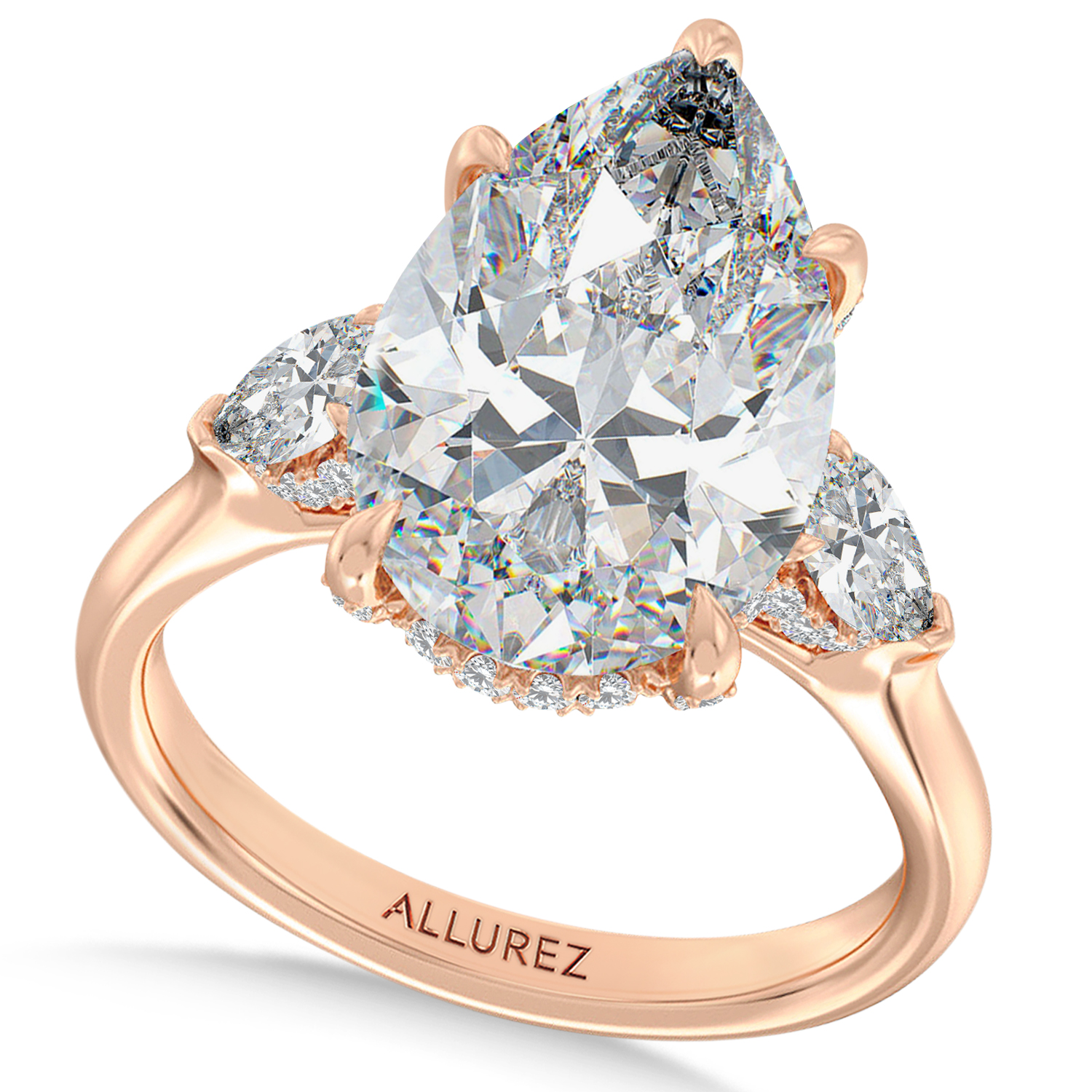 Pear Lab Diamond Engagement Ring 14K Rose Gold (8.00ct)