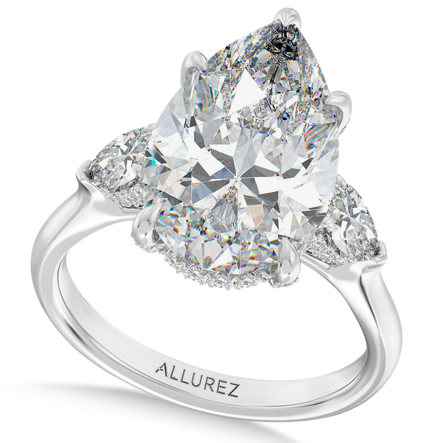 Pear Lab Diamond Engagement Ring 14K White Gold (8.00ct)