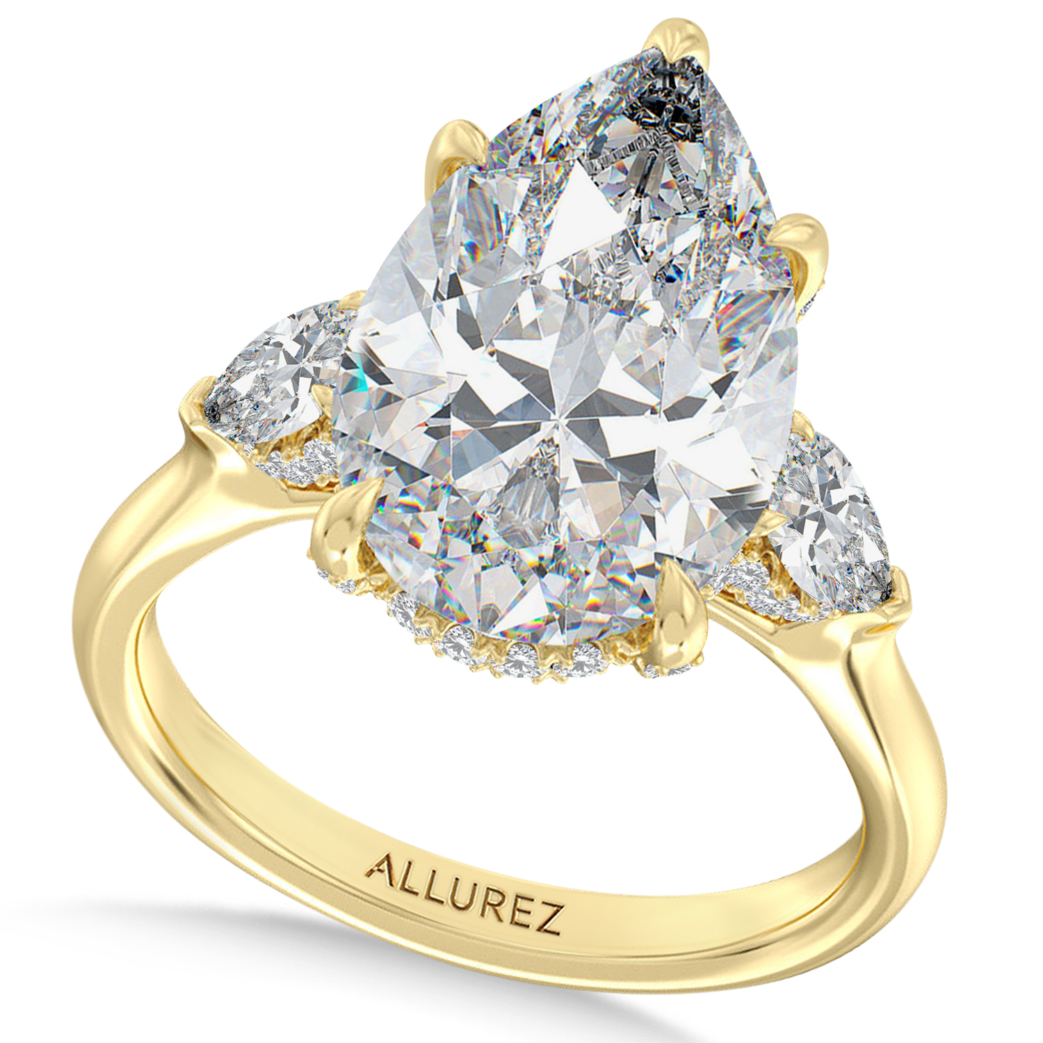 Pear Lab Diamond Engagement Ring 14K Yellow Gold (8.00ct)