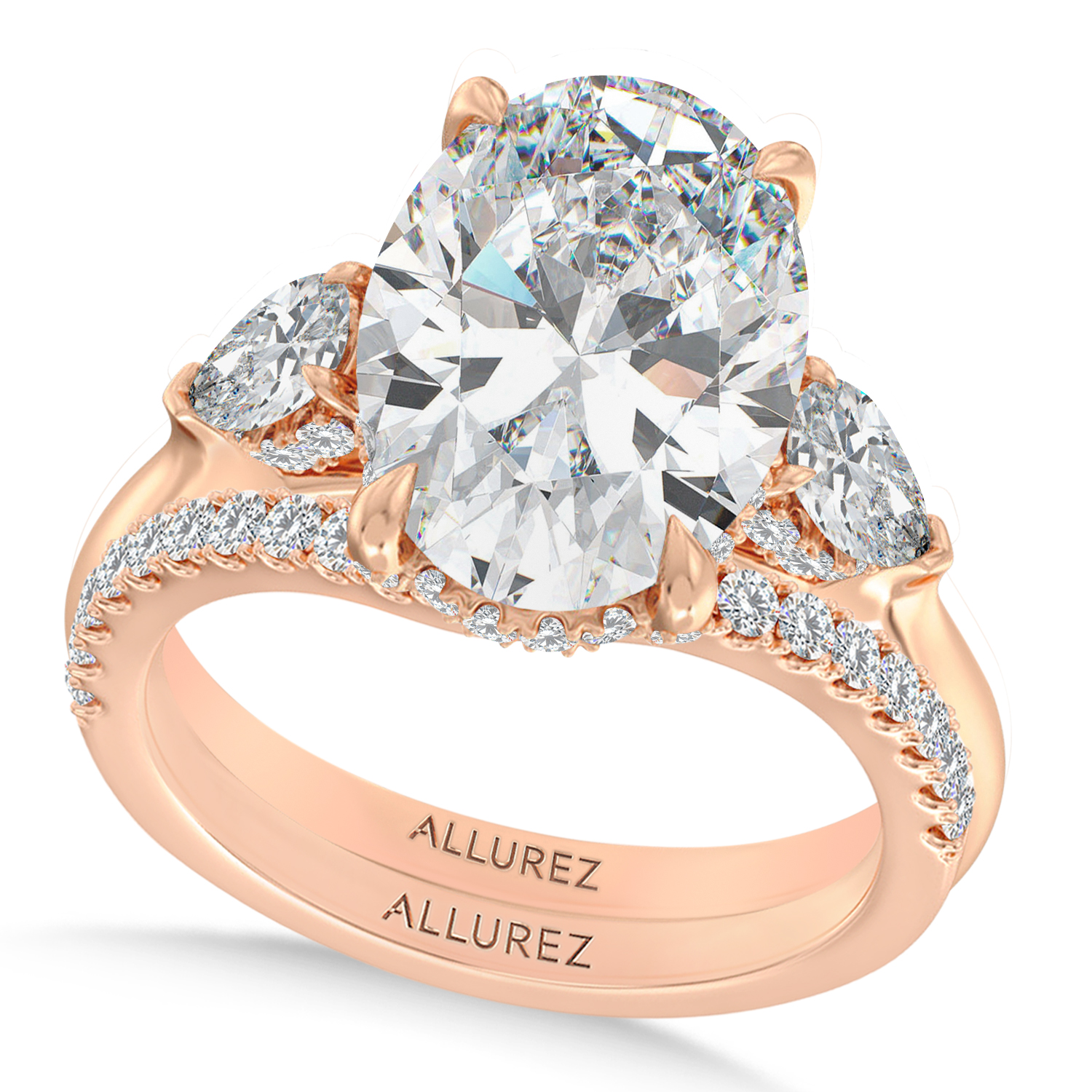 Oval Lab Diamond Bridal Set 14K Rose Gold (5.33ct)