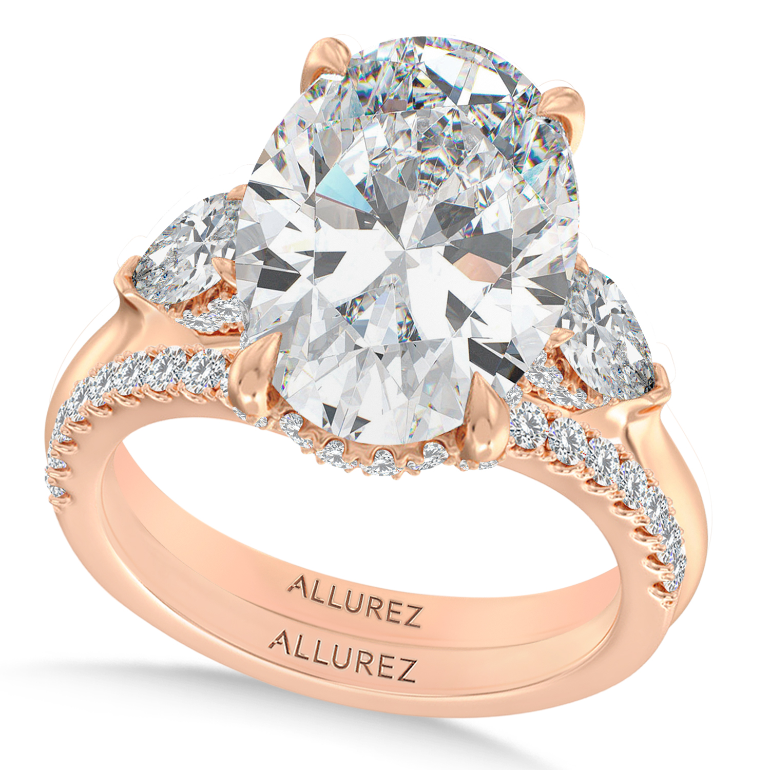Oval Lab Diamond Bridal Set 14K Rose Gold (7.33ct)