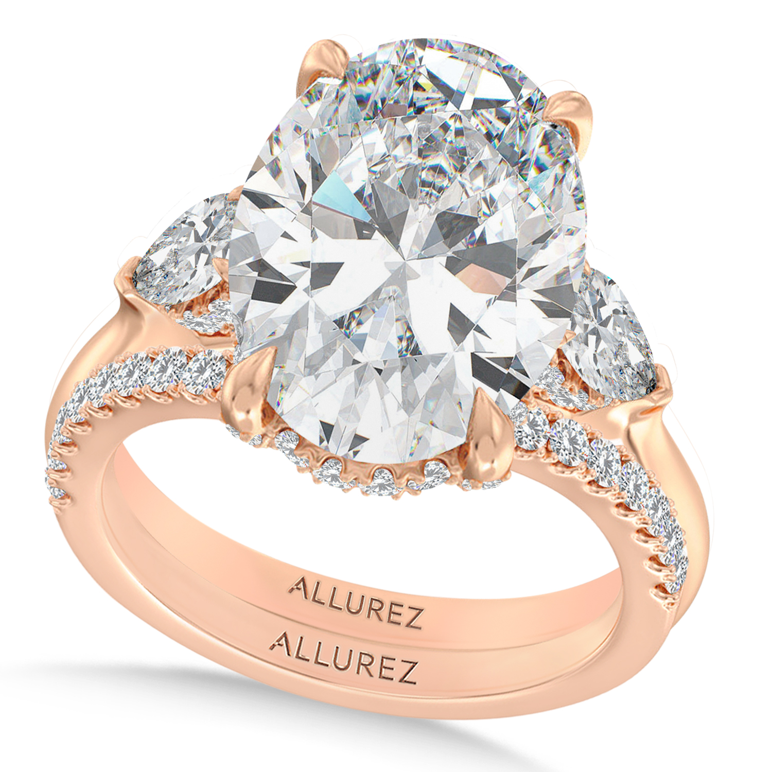Oval Lab Diamond Bridal Set 14K Rose Gold (8.33ct)