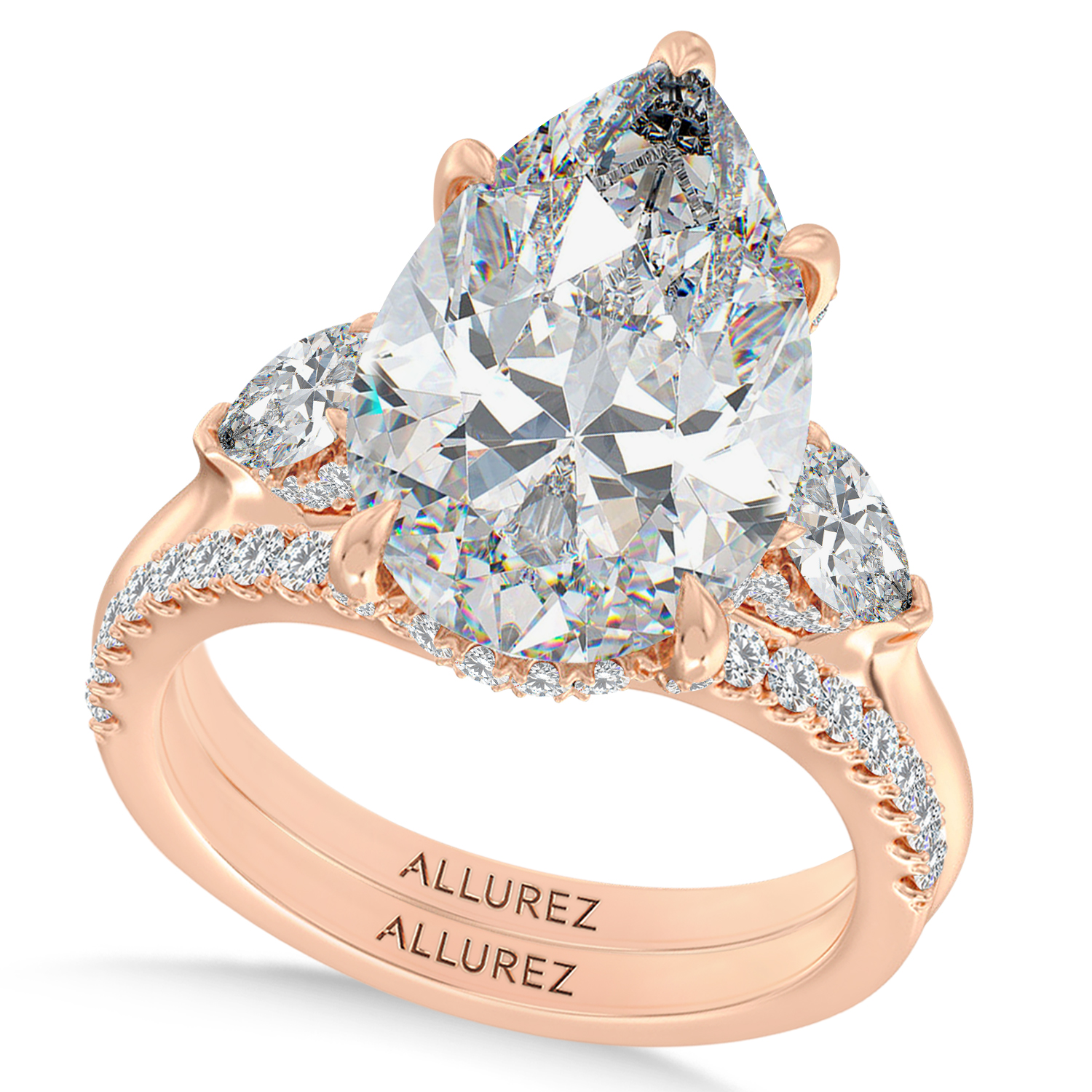 Pear Lab Diamond Bridal Set 14K Rose Gold (5.33ct)