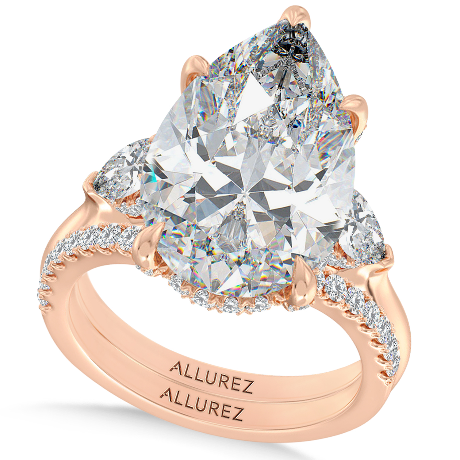 Pear Lab Diamond Bridal Set 14K Rose Gold (7.33ct)