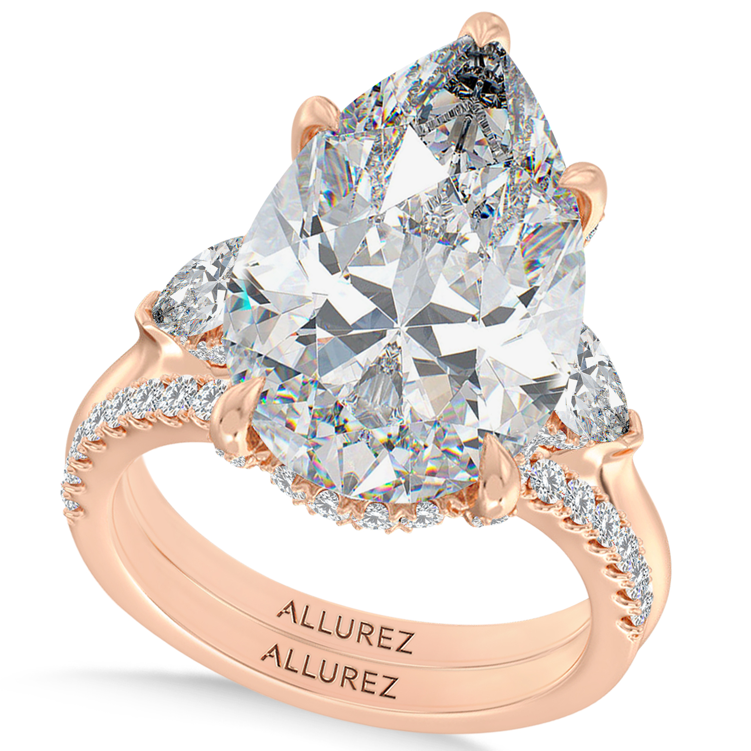 Pear Lab Diamond Bridal Set 14K Rose Gold (8.33ct)