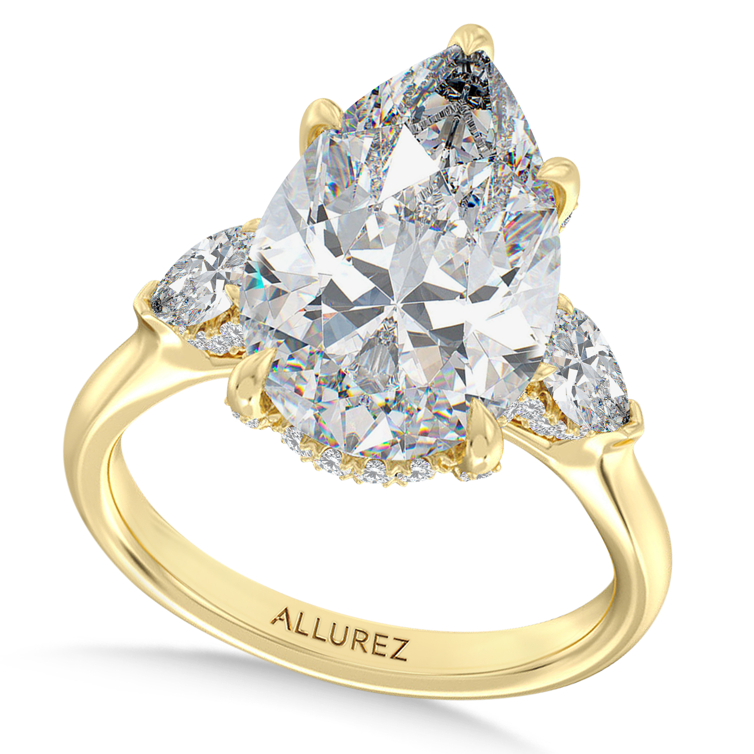 Pear Lab Diamond Bridal Set 14K Yellow Gold (5.33ct)