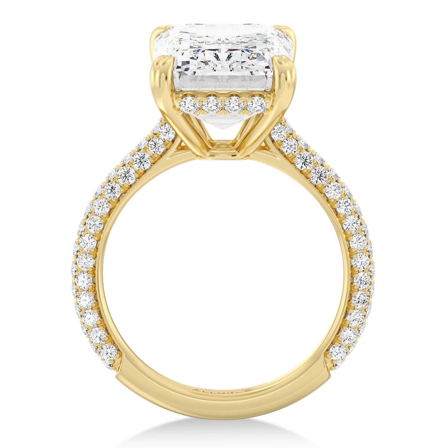 Emerald Lab Diamond Engagement Ring 14K Yellow Gold (2.90ct)