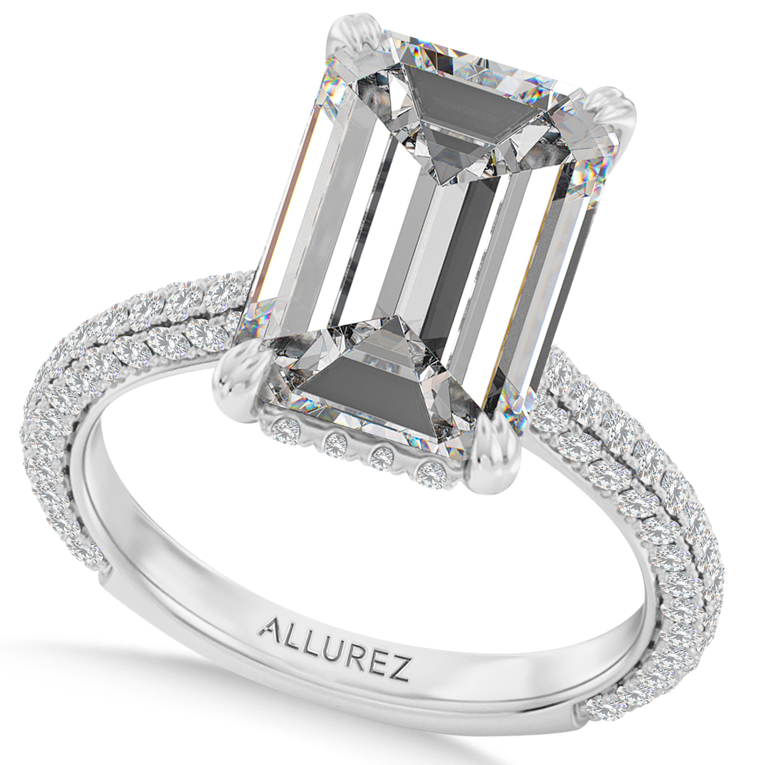 Emerald Lab Diamond Engagement Ring Platinum (6.90ct)