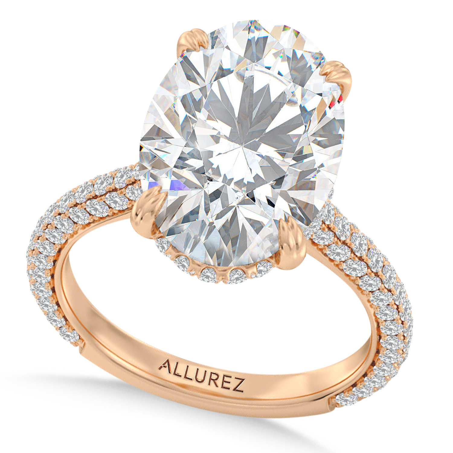 Oval Lab Diamond Engagement Ring 14K Rose Gold (3.90ct)