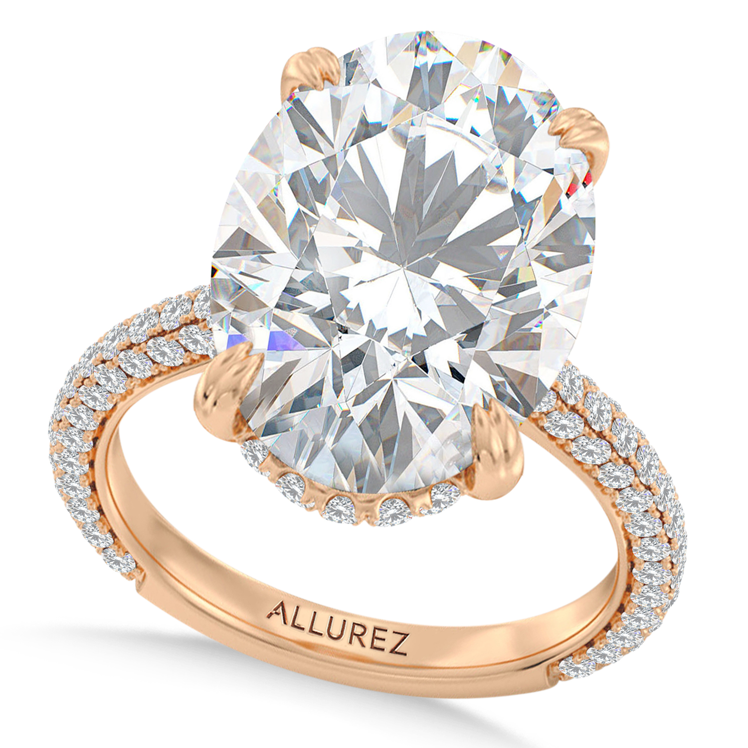 Oval Lab Diamond Engagement Ring 14K Rose Gold (8.90ct)