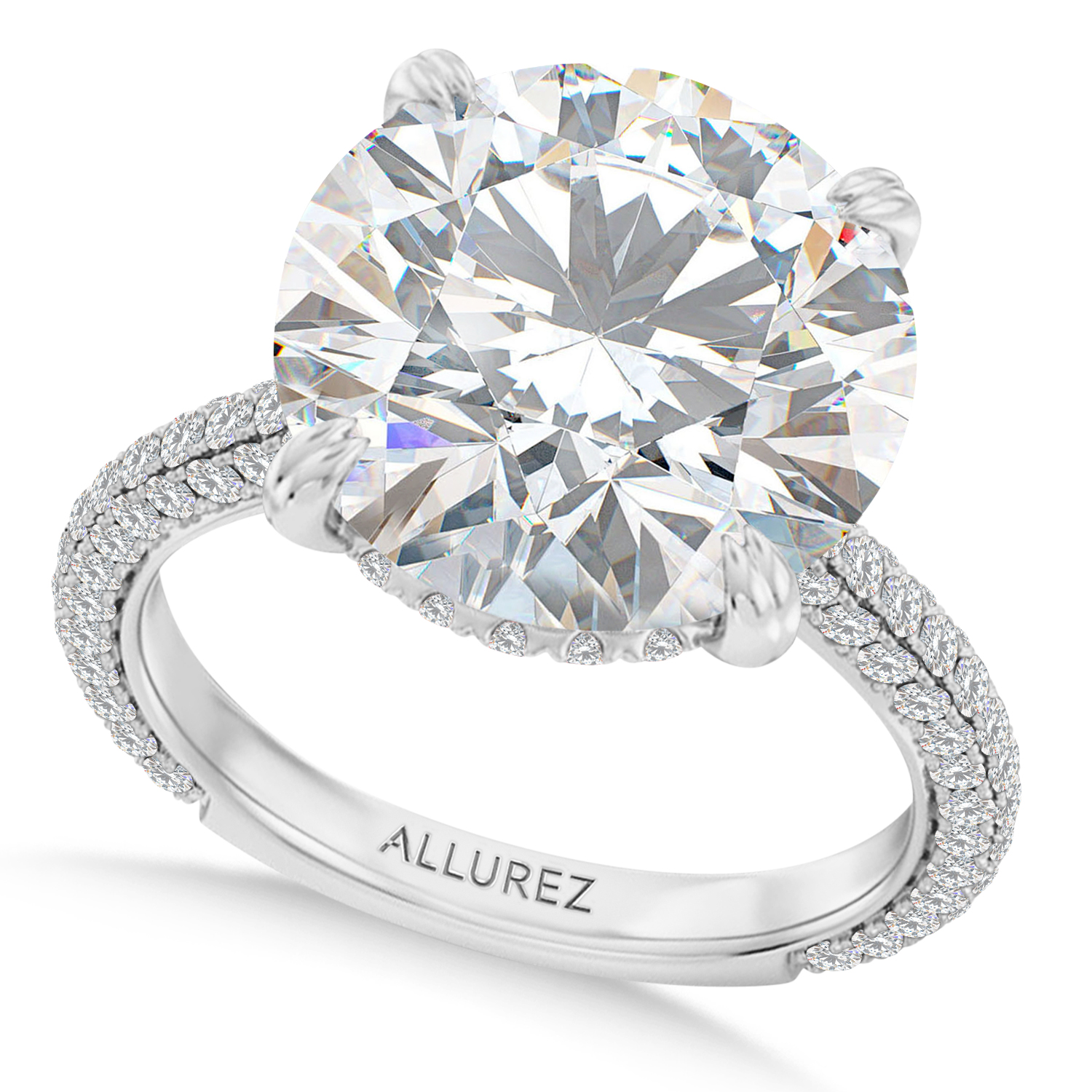 Round Lab Diamond Engagement Ring 14K White Gold (4.90ct)