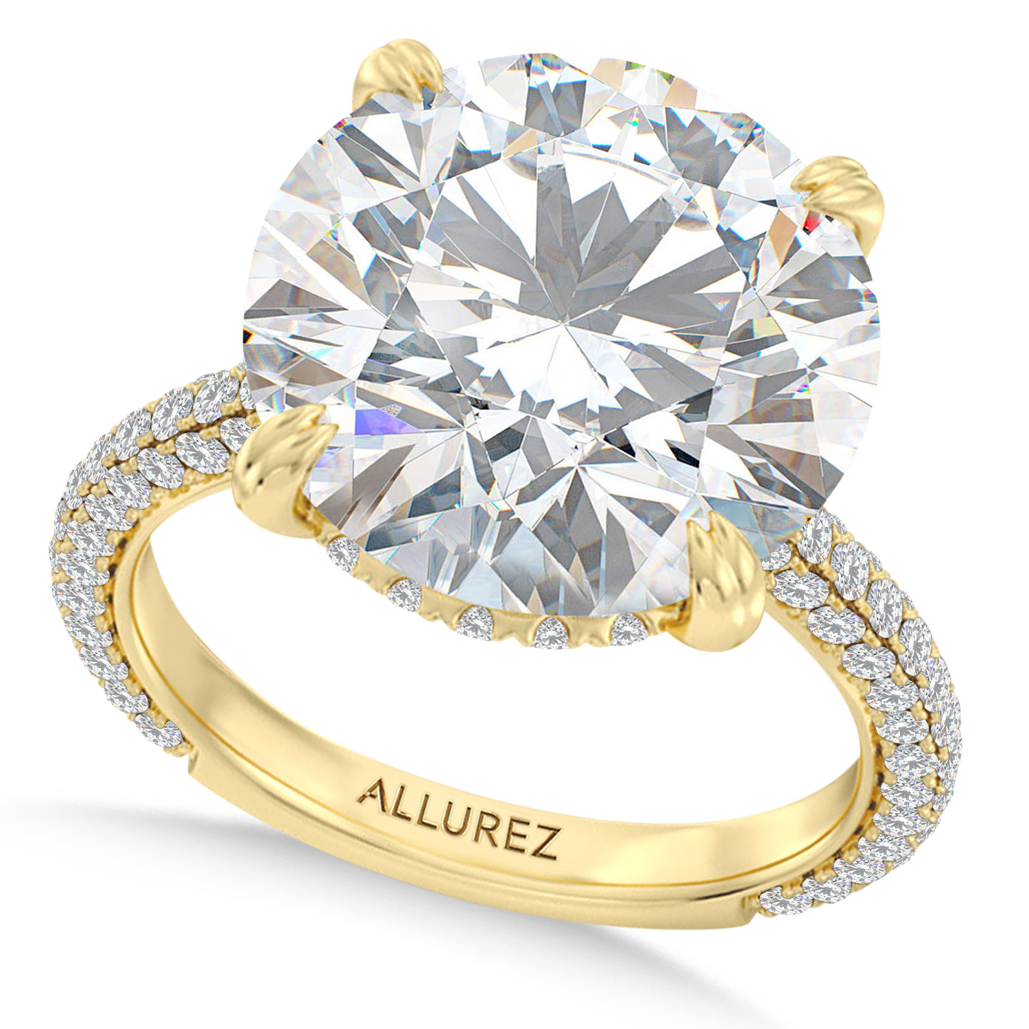 Round Lab Diamond Engagement Ring 14K Yellow Gold (6.90ct)
