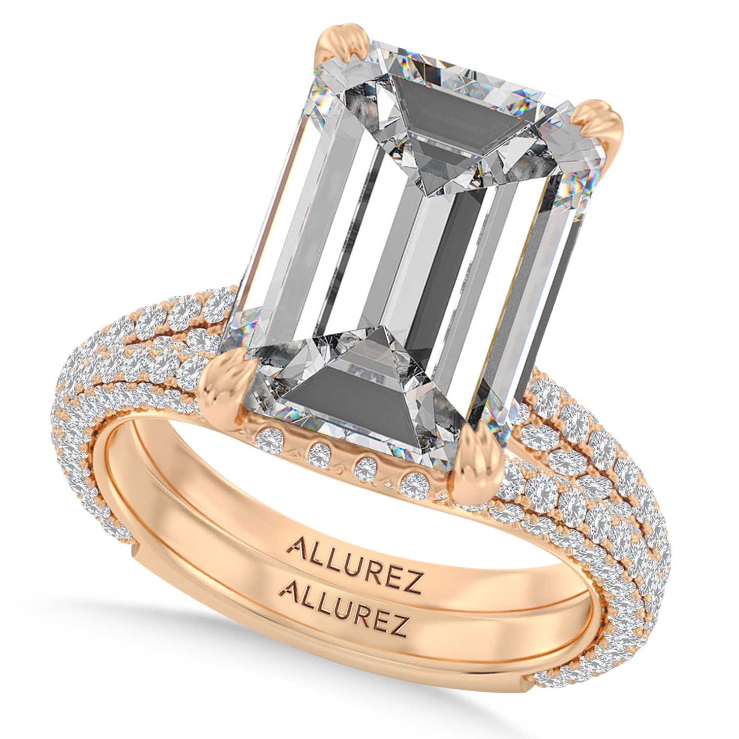 Emerald Lab Diamond Bridal Set 14K Rose Gold (9.77ct)