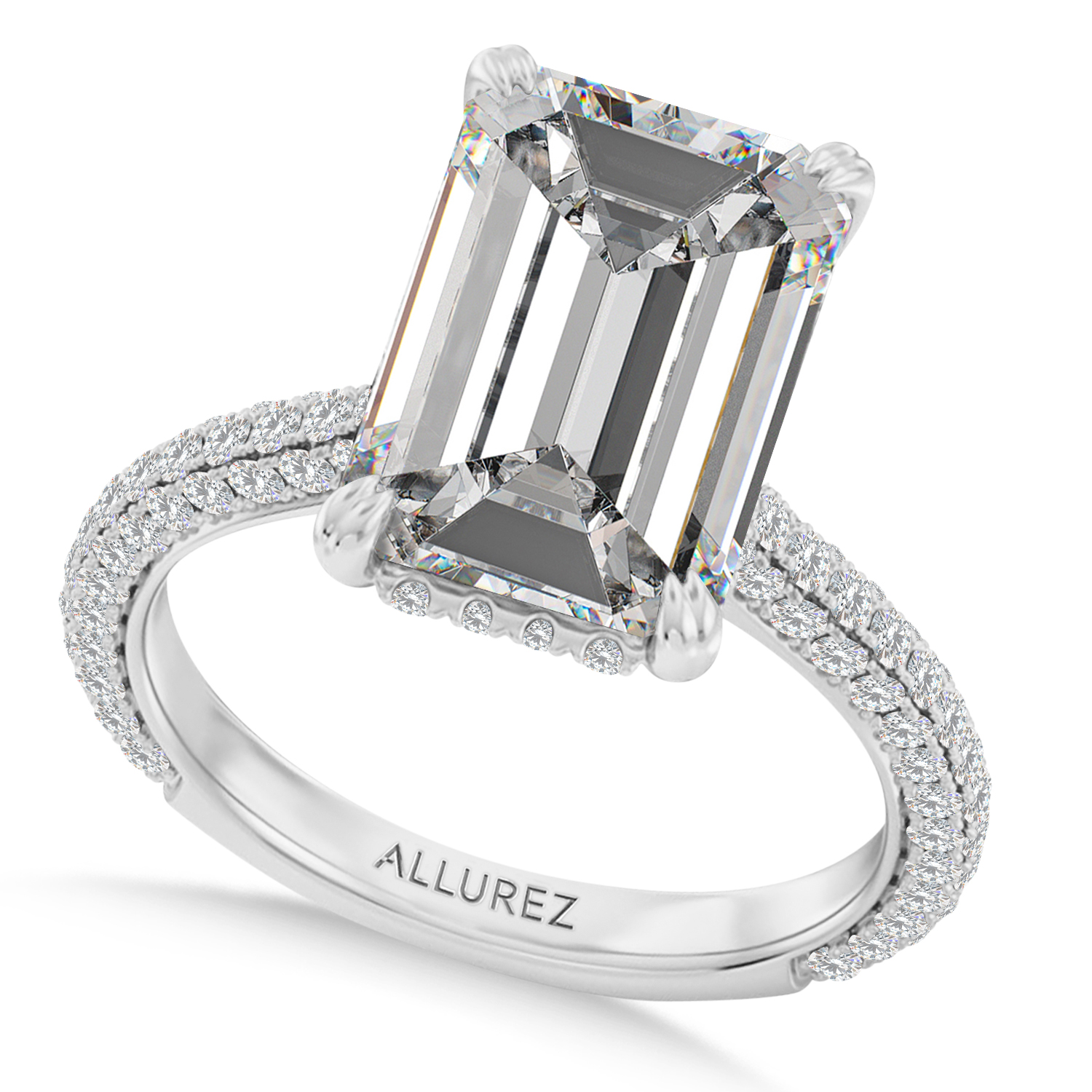 Emerald Lab Diamond Bridal Set Platinum (3.77ct)