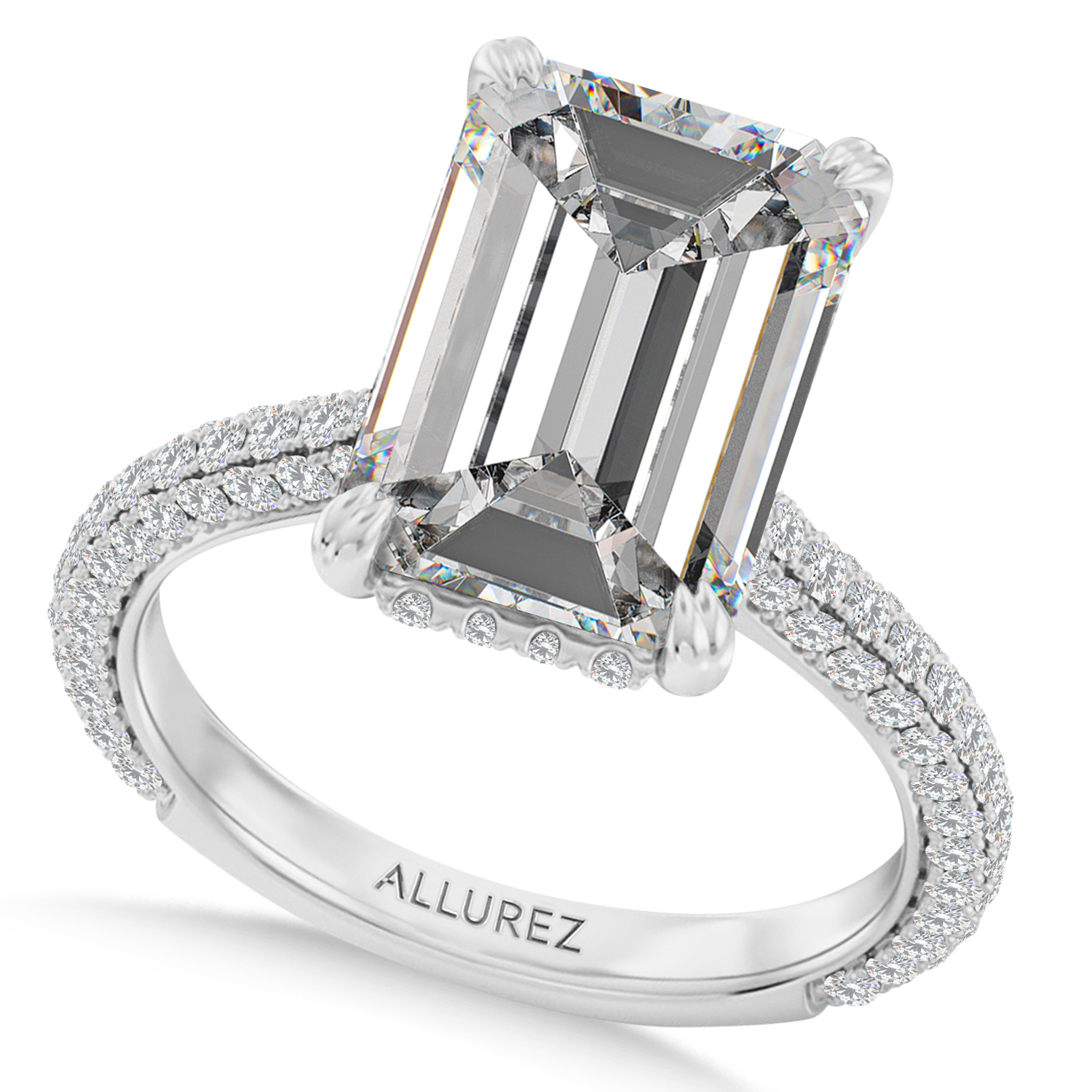 Emerald Lab Diamond Bridal Set Platinum (4.77ct)