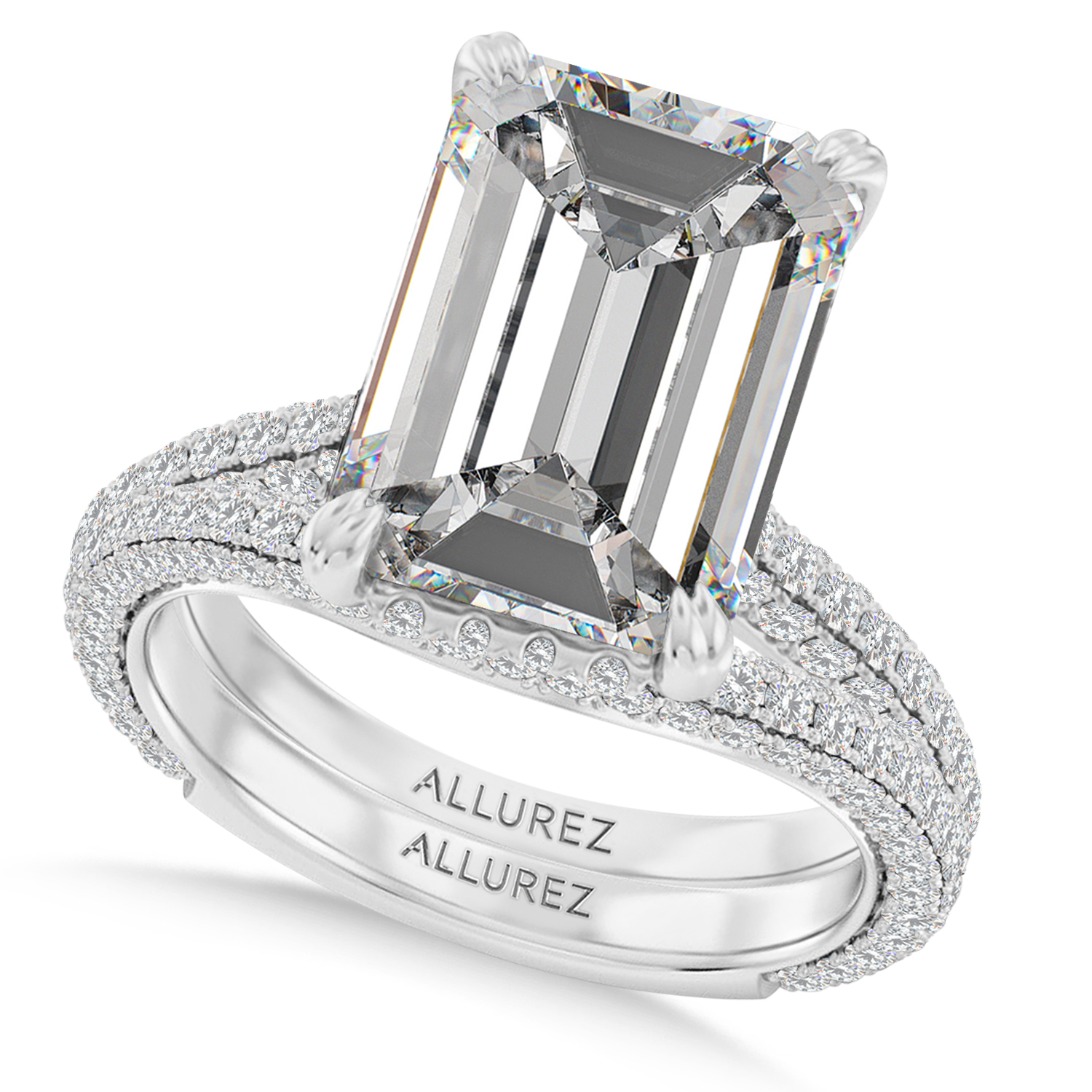 Emerald Lab Diamond Bridal Set Platinum (5.77ct)