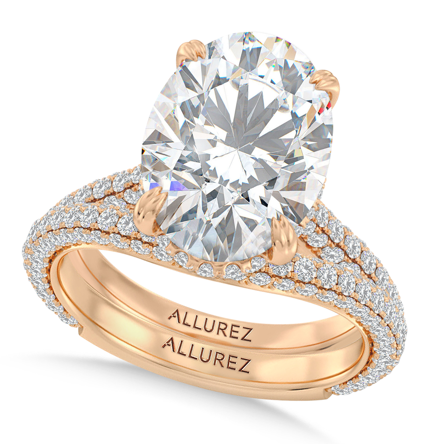 Oval Lab Diamond Bridal Set 14K Rose Gold (3.77ct)
