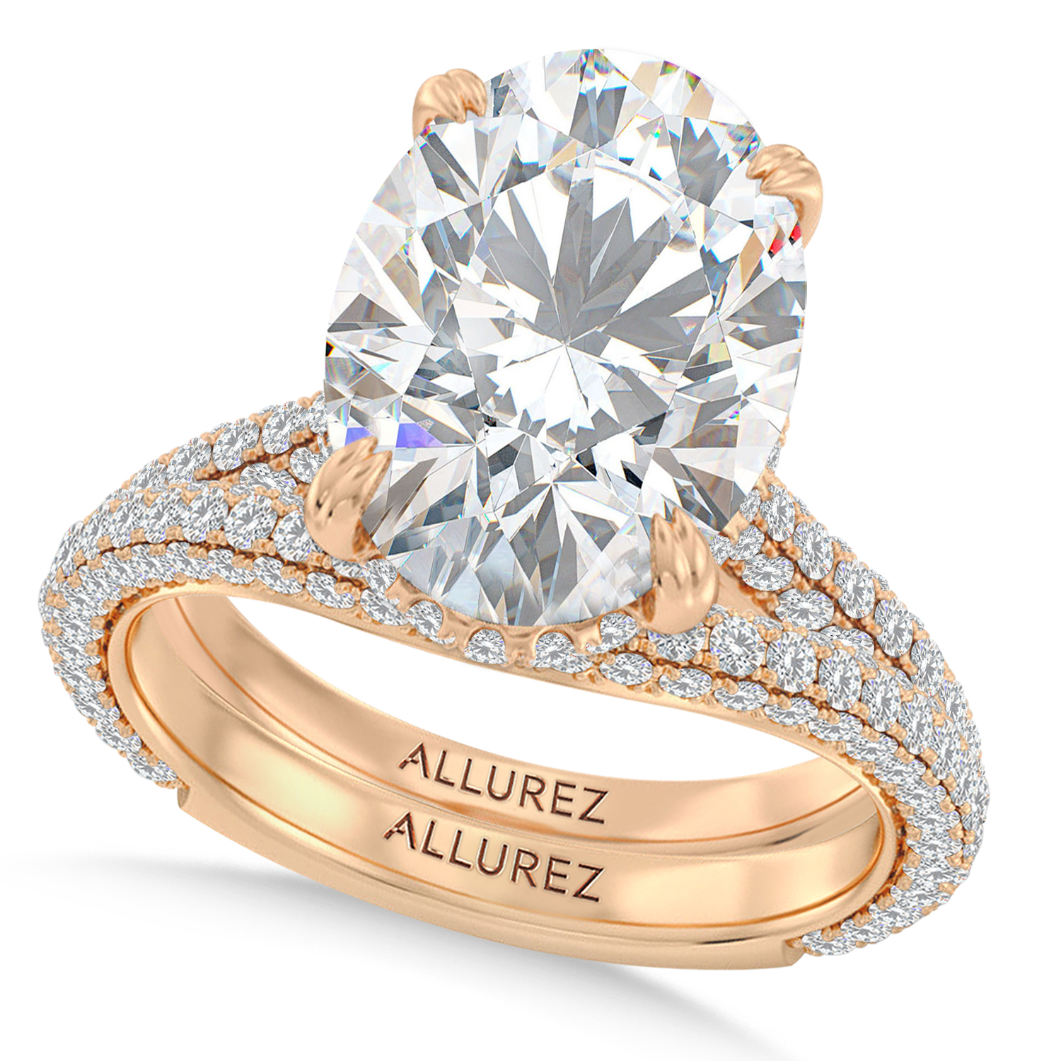 Oval Lab Diamond Bridal Set 14K Rose Gold (4.77ct)