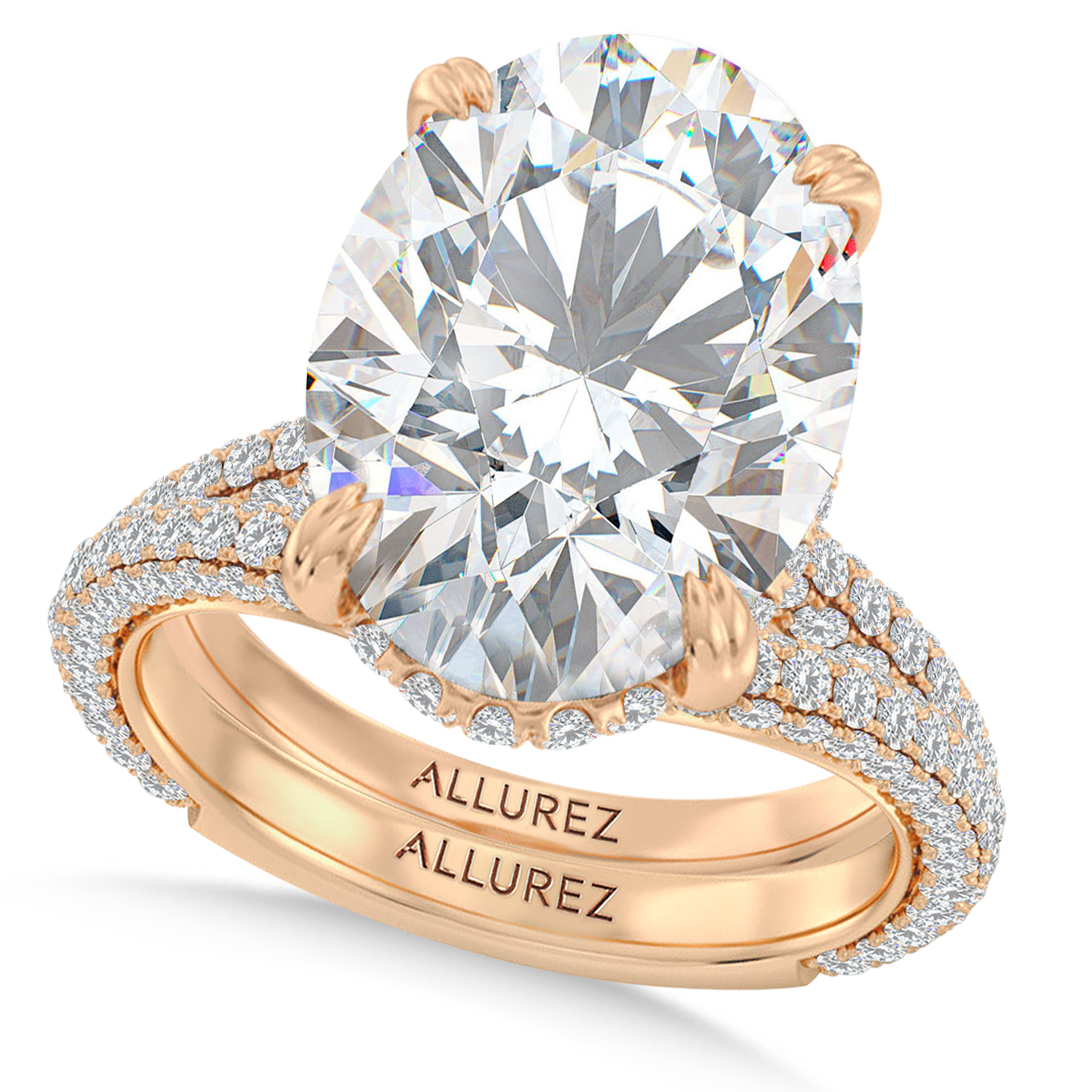 Oval Lab Diamond Bridal Set 14K Rose Gold (9.77ct)