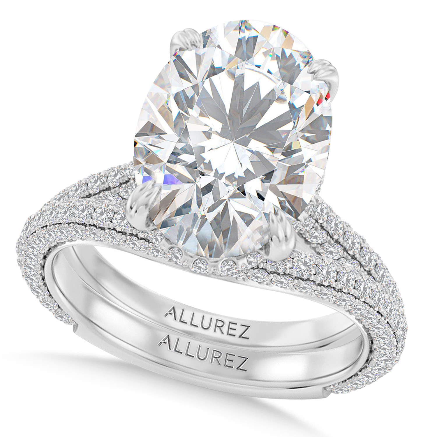 Oval Lab Diamond Bridal Set 14K White Gold (4.77ct)