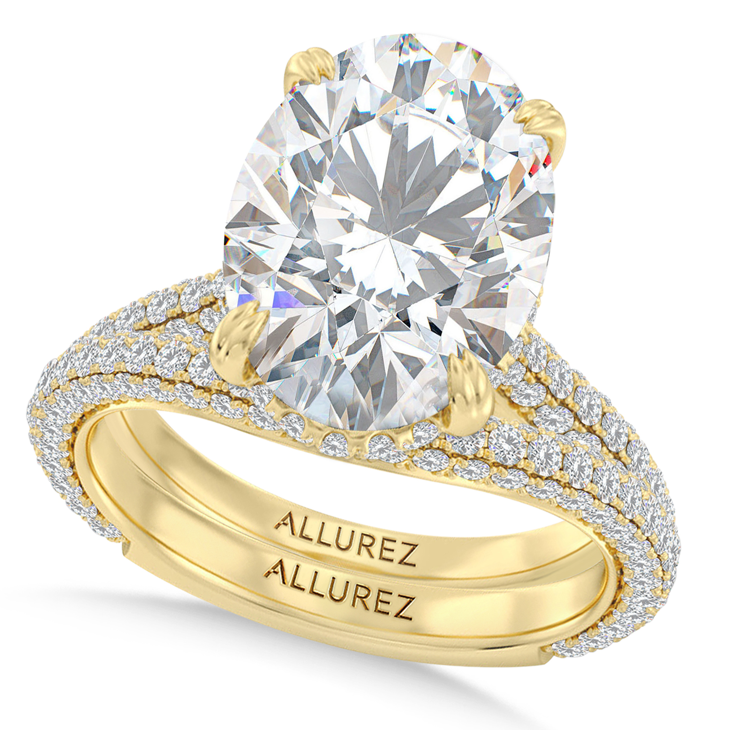 Oval Lab Diamond Bridal Set 14K Yellow Gold (4.77ct)
