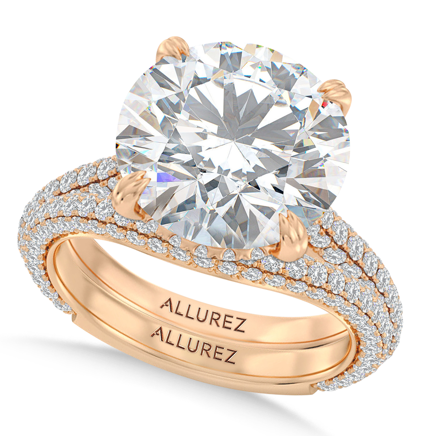 Round Lab Diamond Bridal Set 14K Rose Gold (3.77ct)